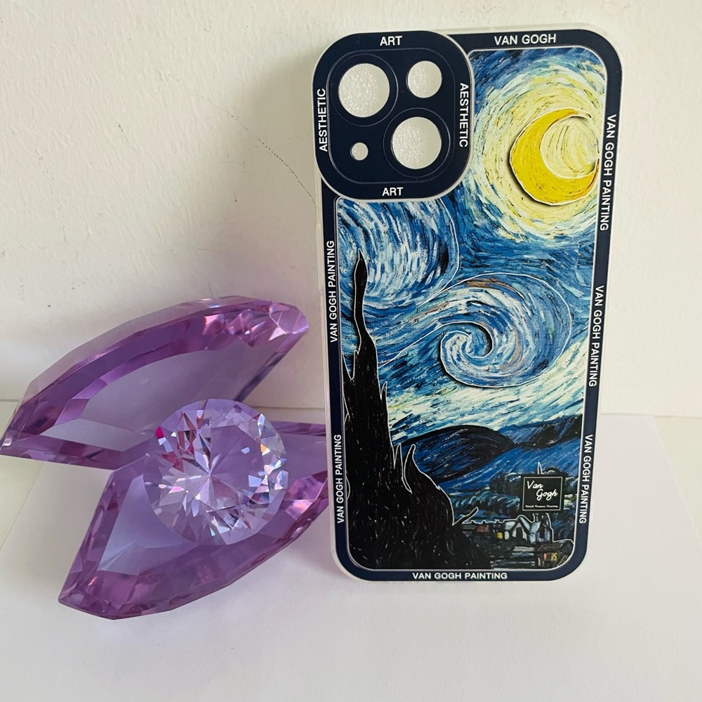For iPhone 13,14, 13 pro, 14 pro Soft PTU Van Gogh Art Aesthetic Case New
